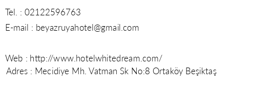 White Dream Hotel telefon numaralar, faks, e-mail, posta adresi ve iletiim bilgileri